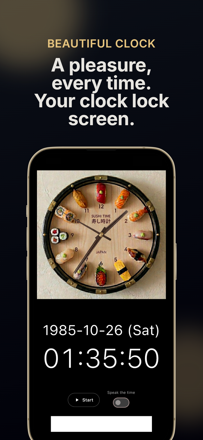 Lock screen — a beautiful clock.